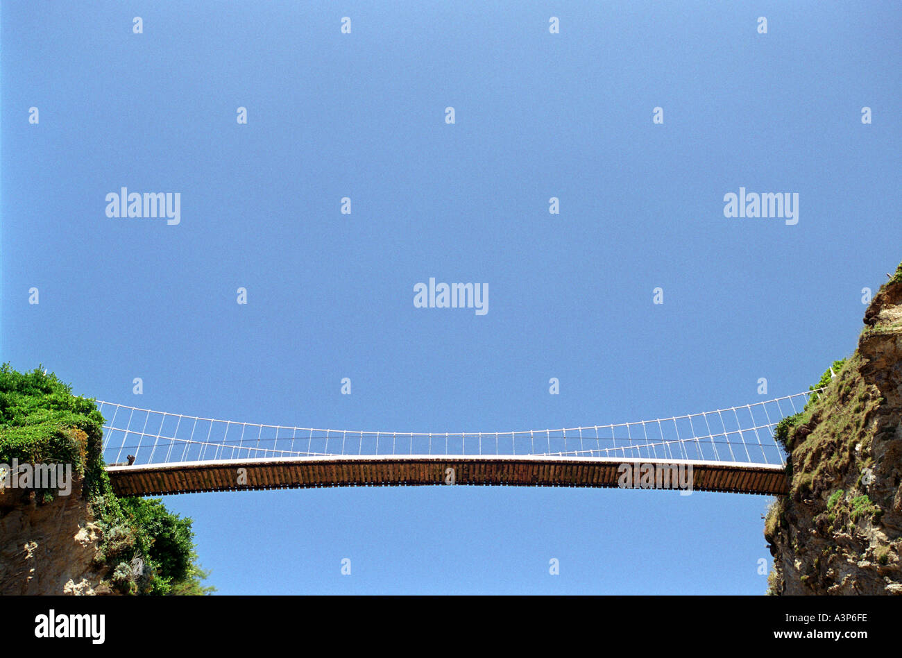 The bridge that links the island house to the mainland at Towan Beach
