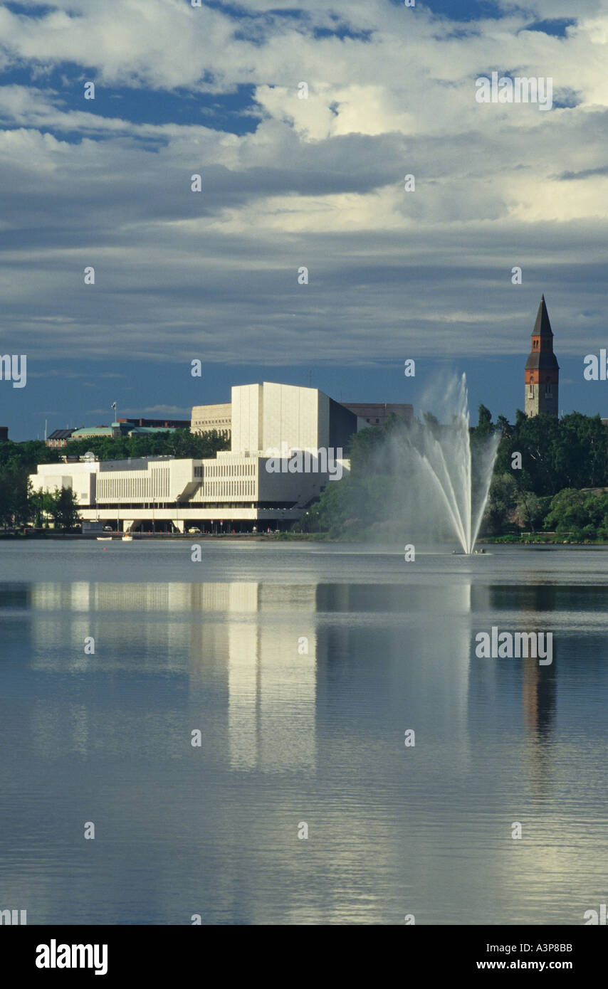 Finland Helsinki Finlandia Hall Concert Hall spire of National Museum ...