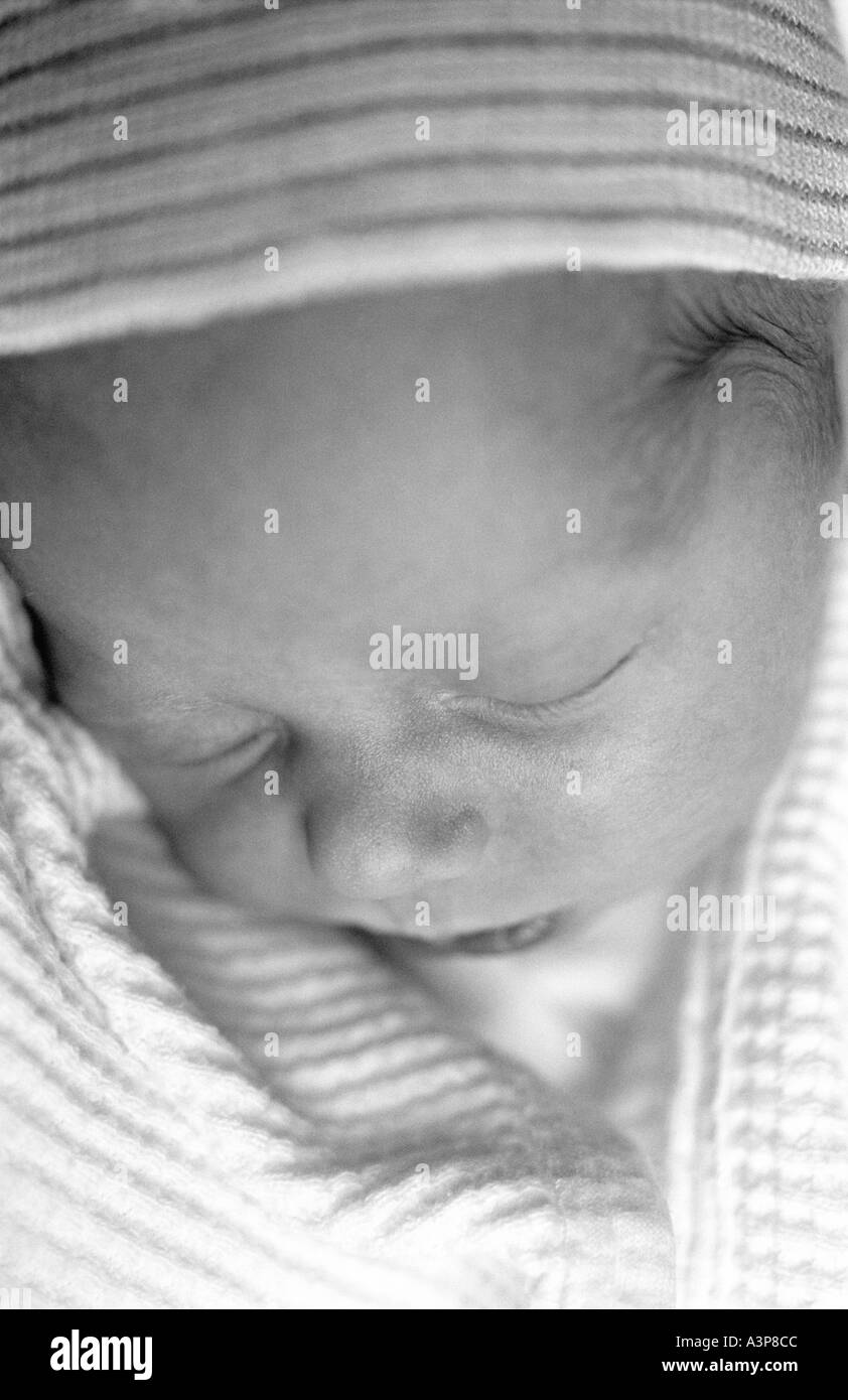 Closeup of newborn baby sleeping Stock Photo Alamy