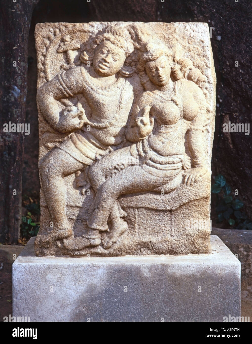 "The Lovers" a famous carving in the Isurumuniya temple Stock Photo