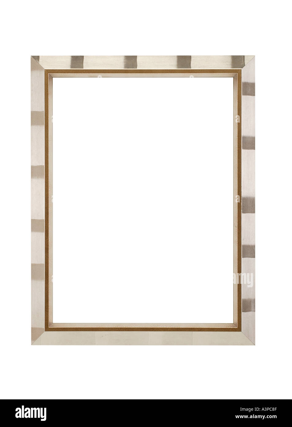 SILVER ALUMINIUM PICTURE FRAME ON WHITE BACKGROUND Stock Photo