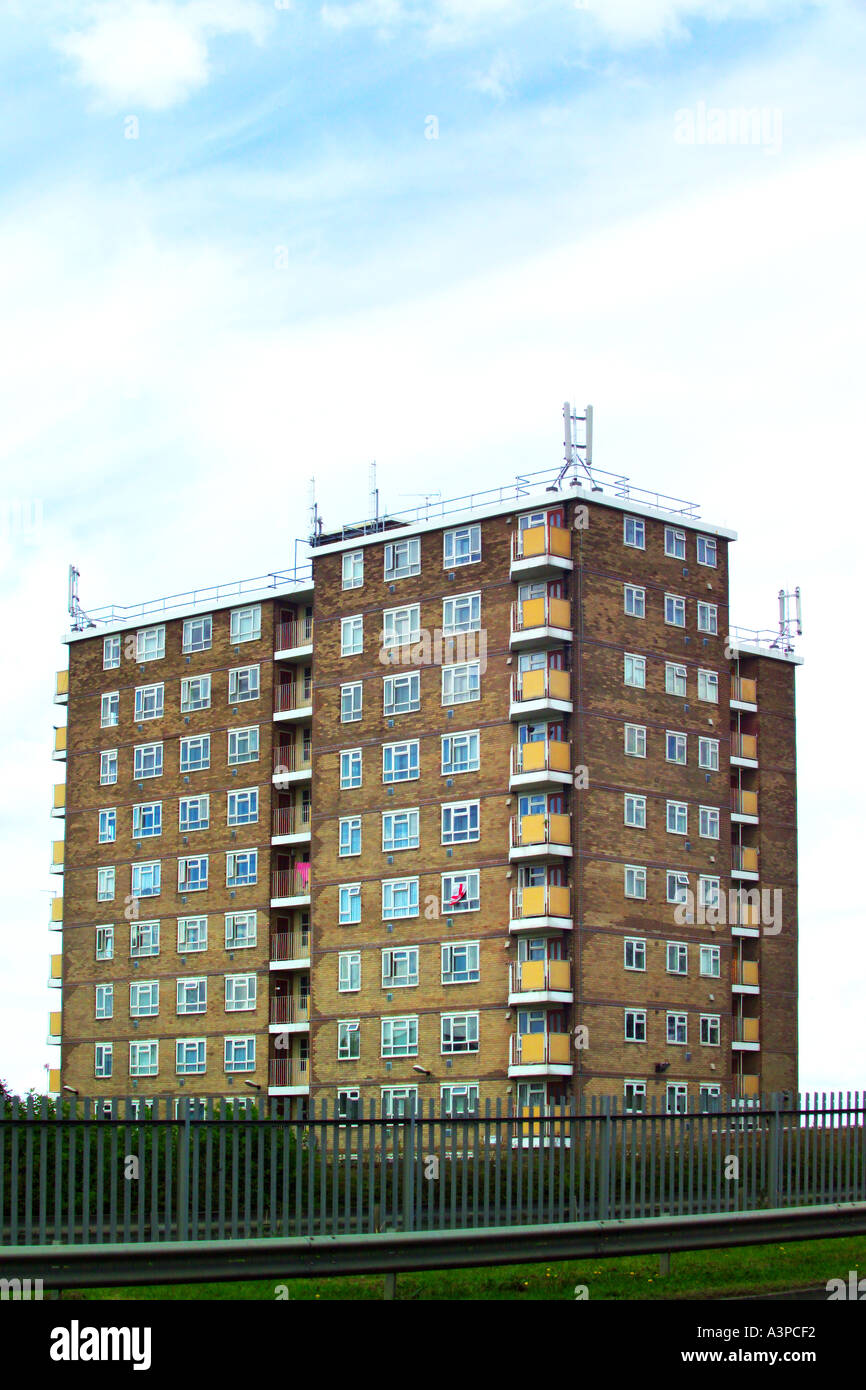 City centre tower block flats apartments high rise building urban