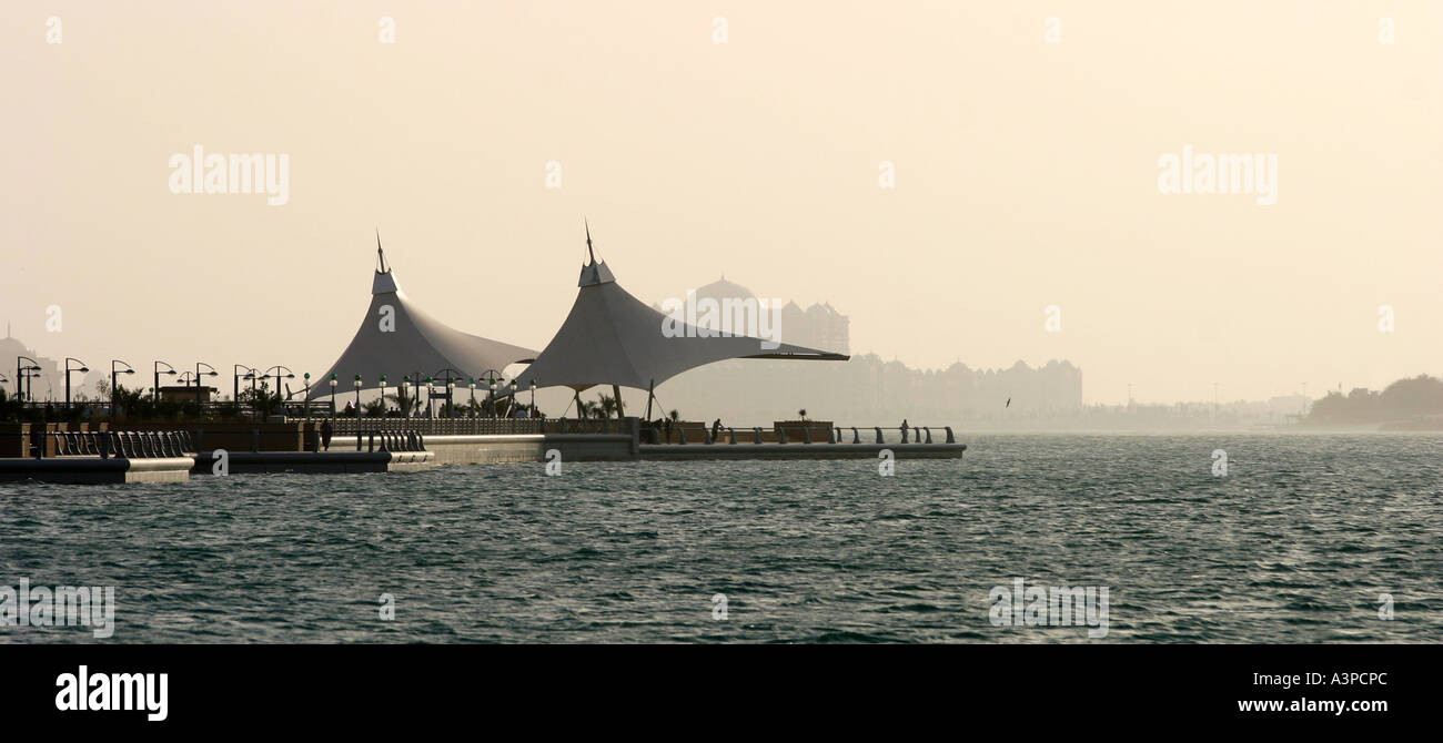 View along the Corniche Abu Dhabi City, UAE Stock Photo
