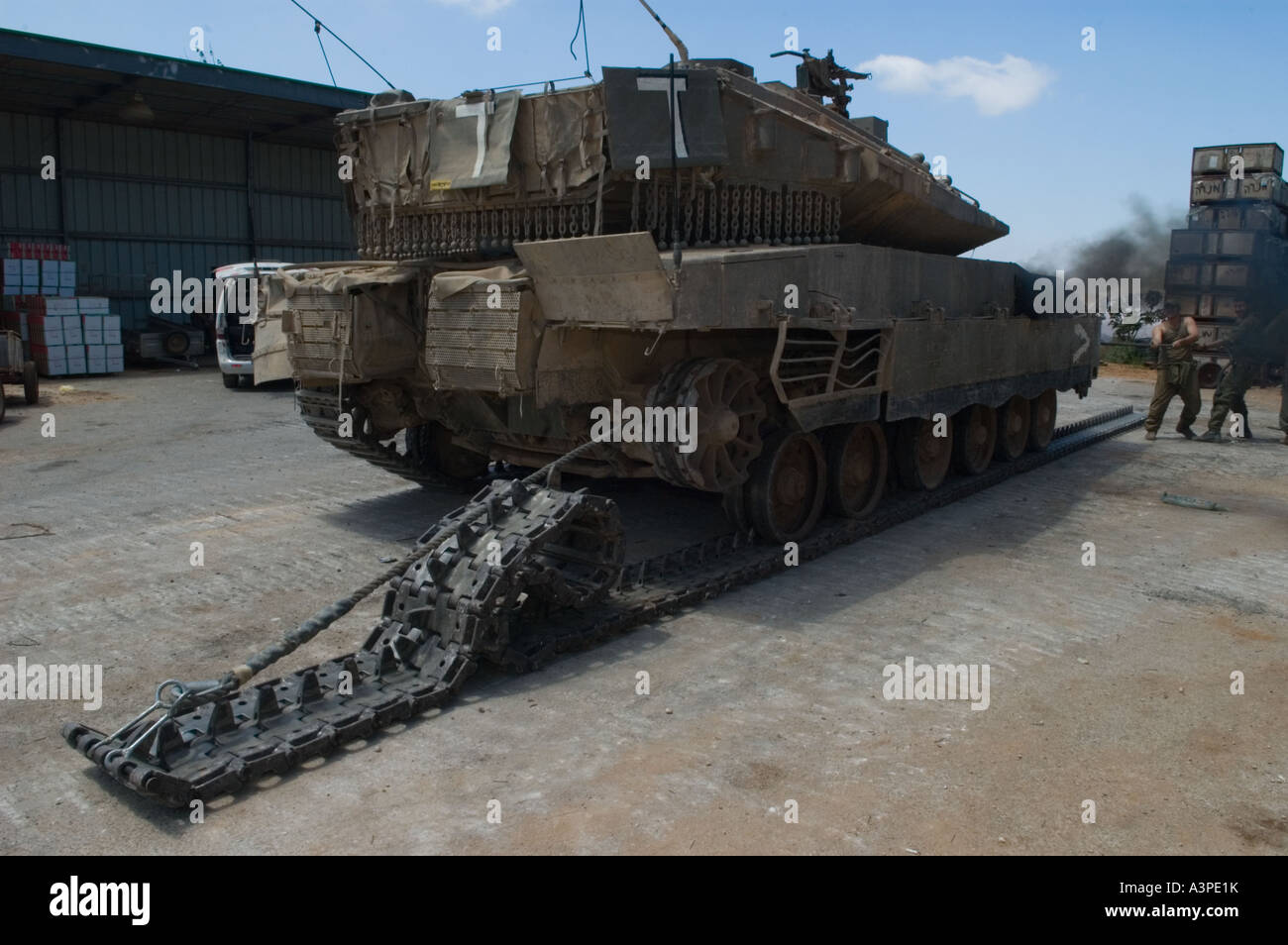 Israelli Tank undergoing a track repair Stock Photo