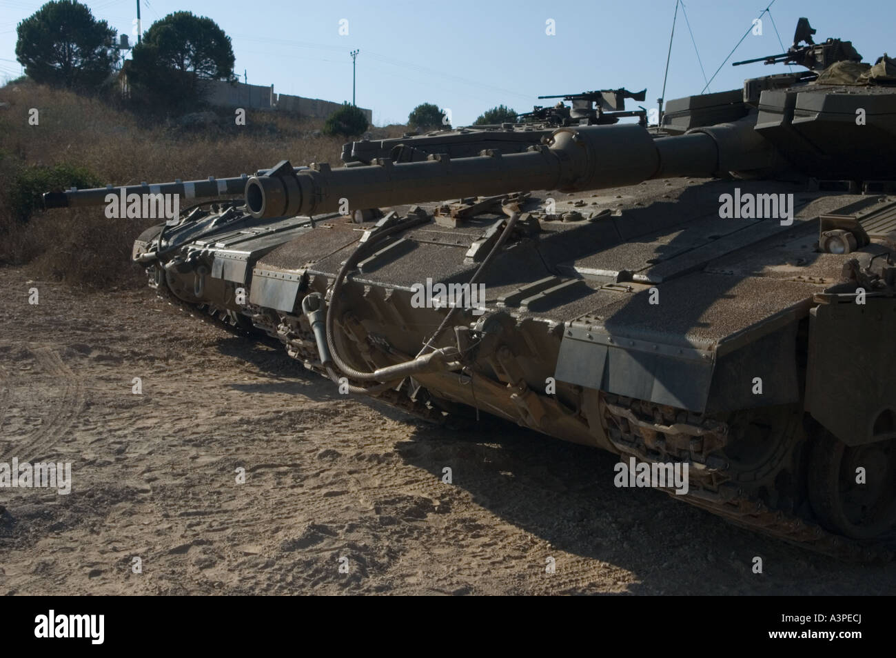 Merkava Tank resting during the fighting Stock Photo