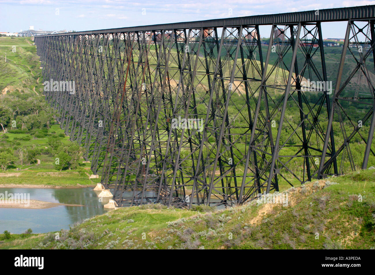 Horizontal Bridge over the Oldman River Canadian Prairies Stock Photo ...