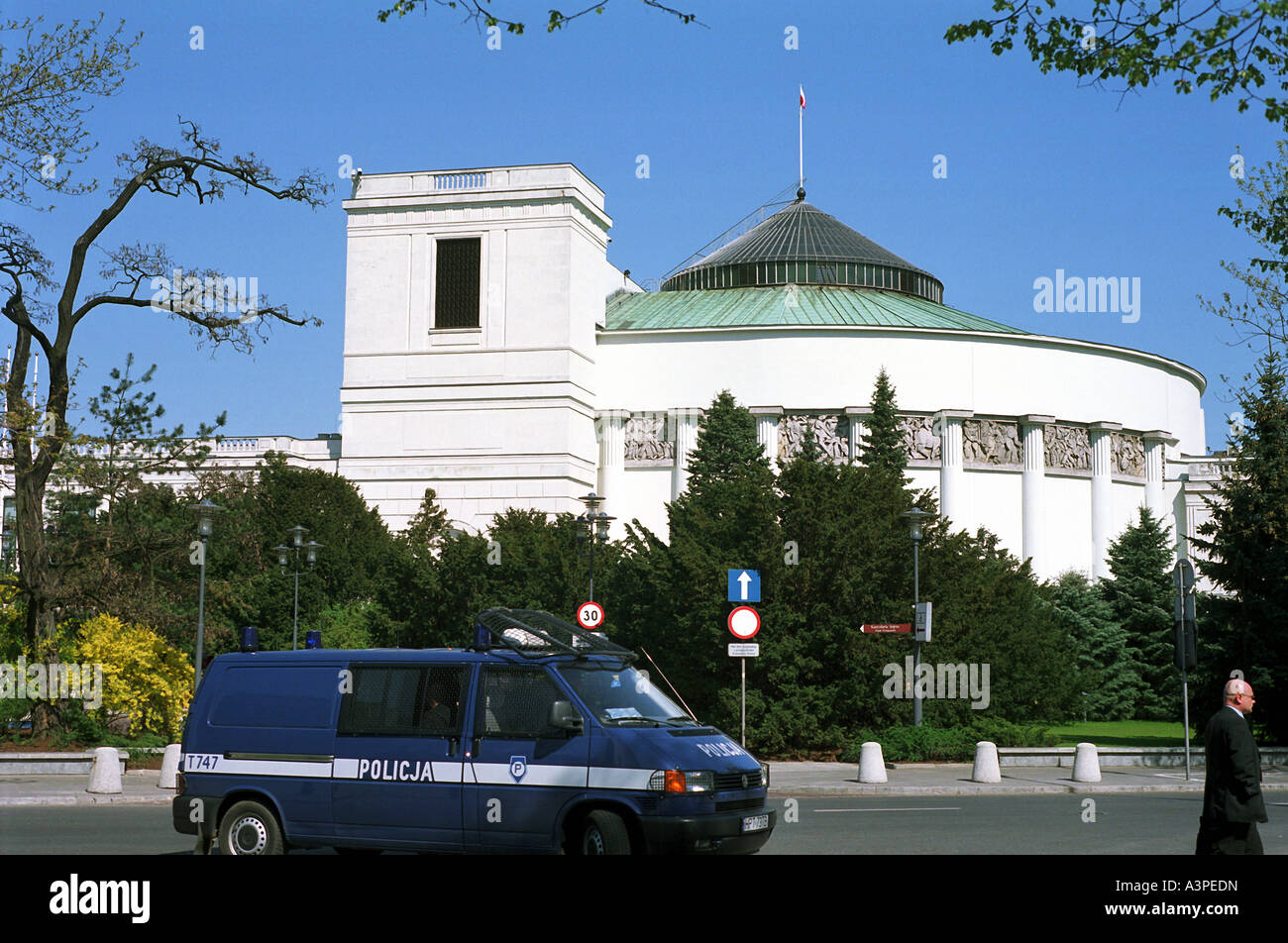 Building of the Sejm of the Republic of Poland in Warsaw, Poland Stock Photo