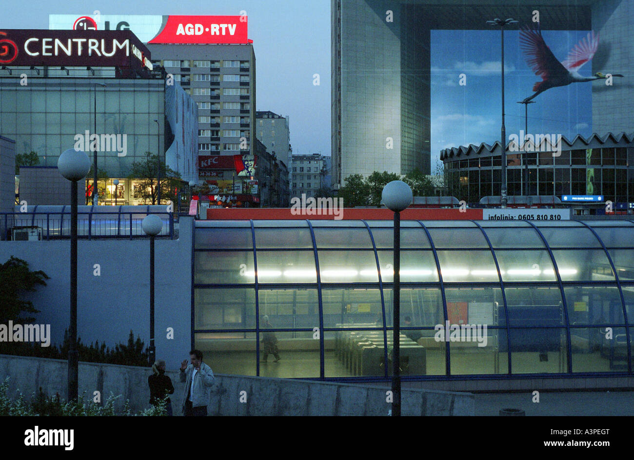 Entrance to the subway in the center of Warsaw, Poland Stock Photo