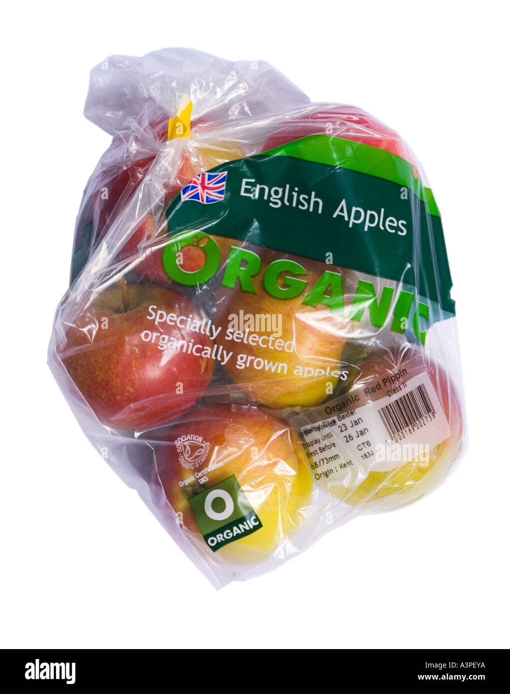 Bag of organic apples Stock Photo