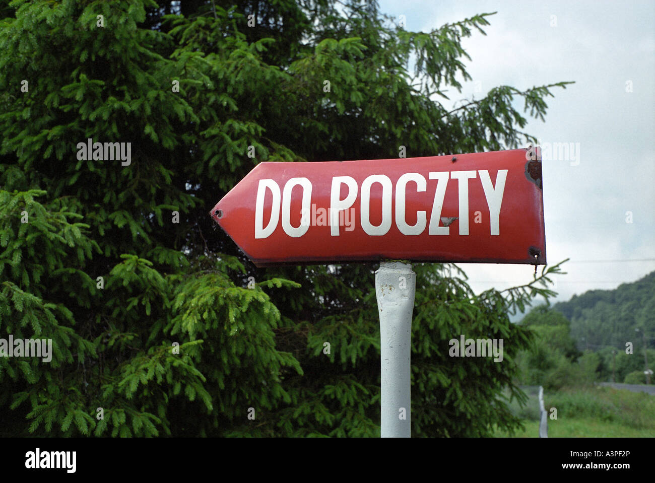 A directional arrow -To post office-, Poland Stock Photo