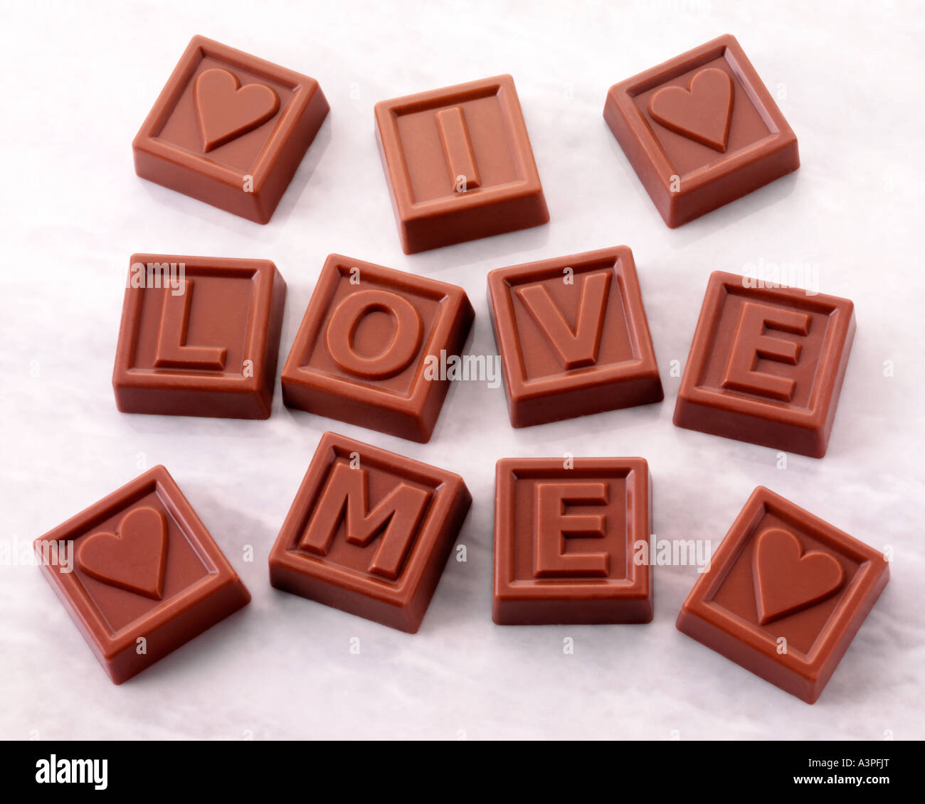 I LOVE ME CHOCOLATES Stock Photo Alamy