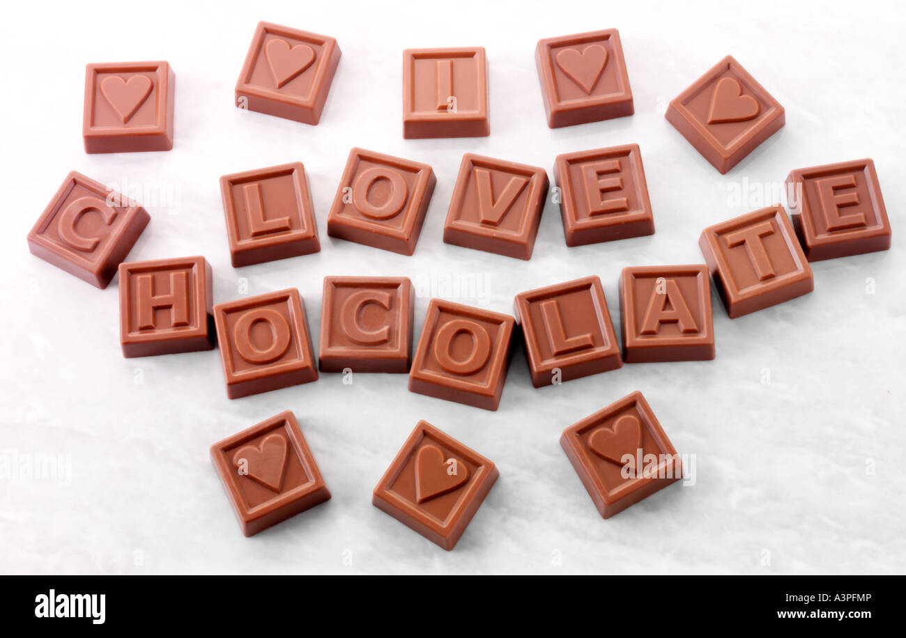 I LOVE CHOCOLATE CHOCOLATES Stock Photo