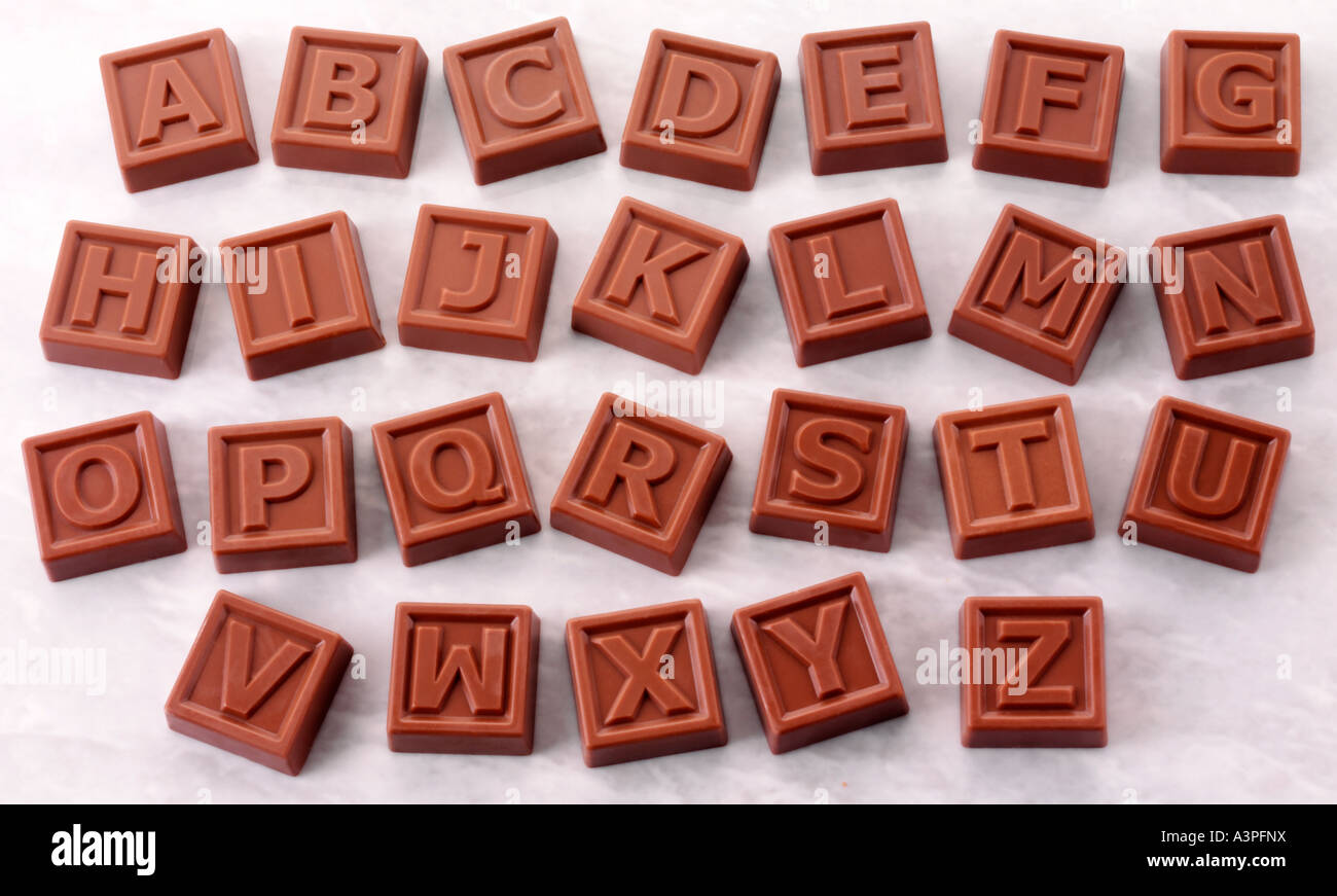 Chocolate Alphabet Stock Photo Alamy