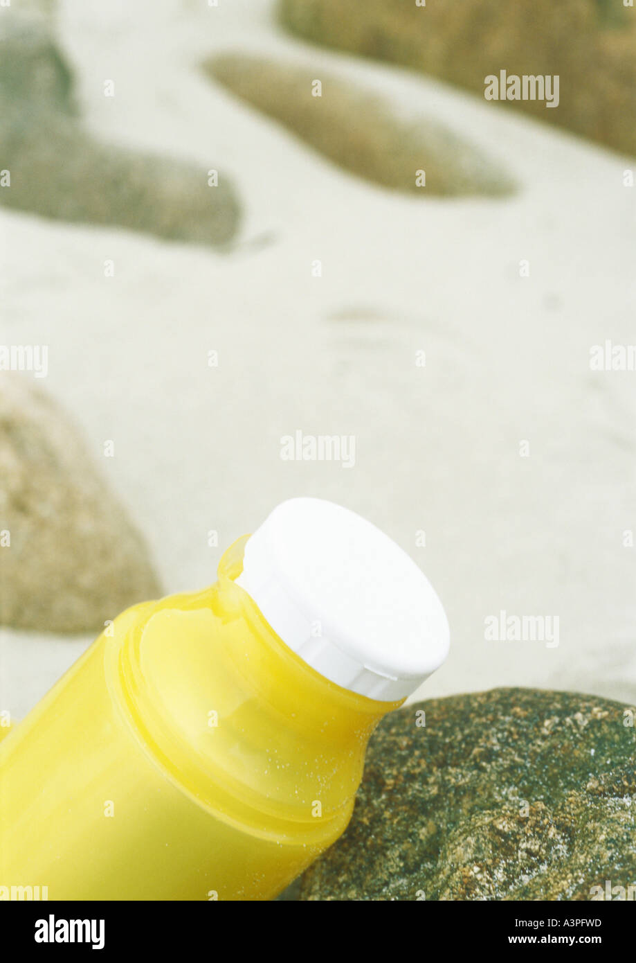 Plastic bottle on beach Stock Photo