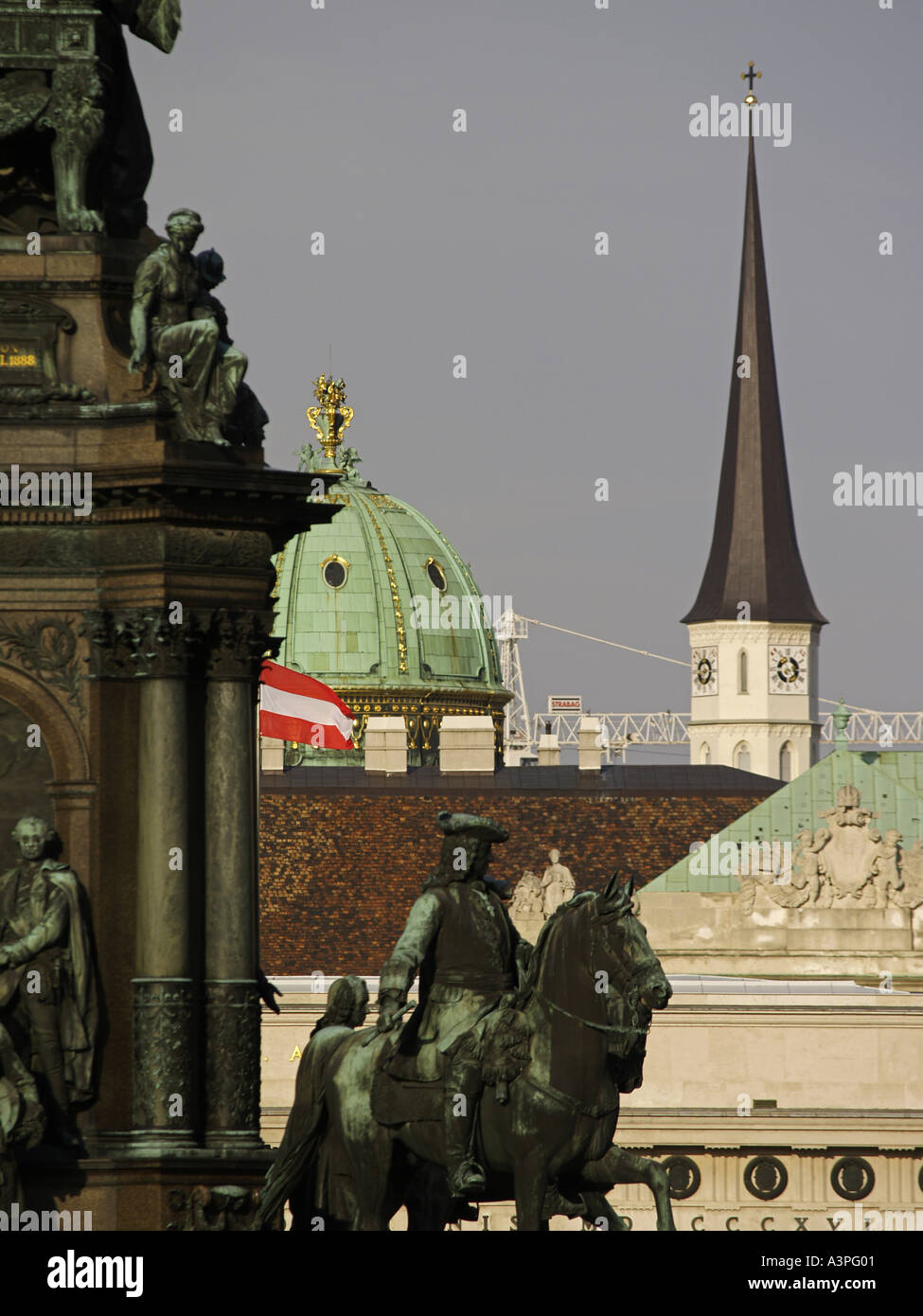view to the first district Hofburg austrian flagg Stock Photo