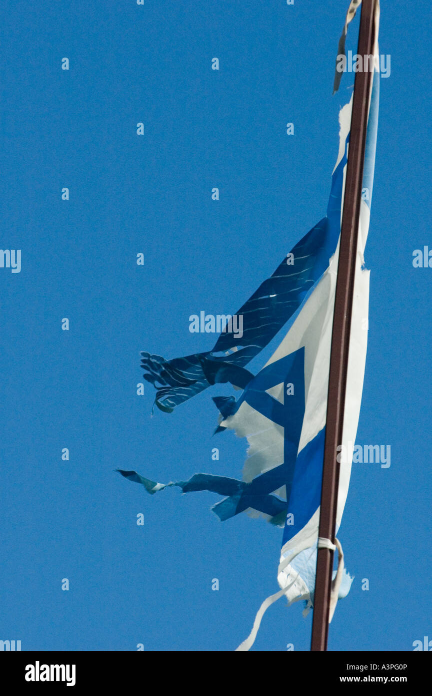 Israeli flag in tatters Stock Photo