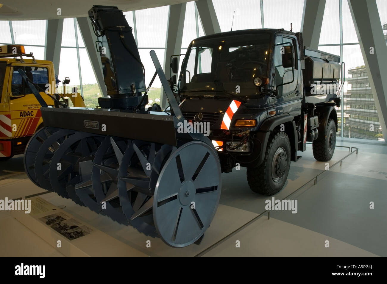 Mercedes Benz Unimog Snow clearing vehicle in the Mercedes Benz Museum Stock Photo
