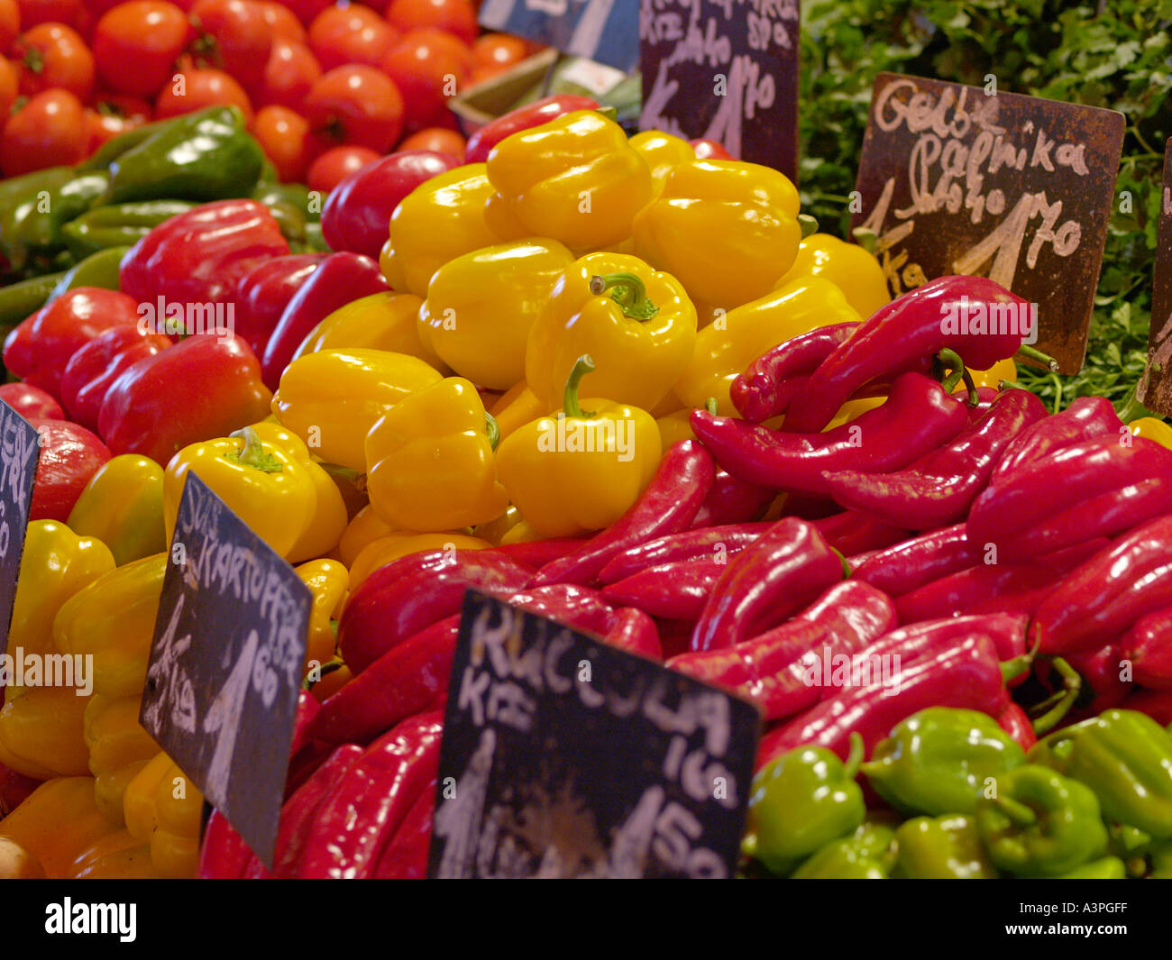 Naschmarkt fruit and veg stall Stock Photo Alamy