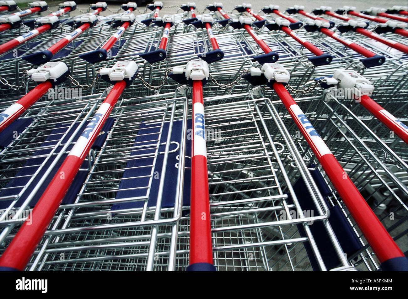 Aldi shopping carts, Germany Stock Photo Alamy