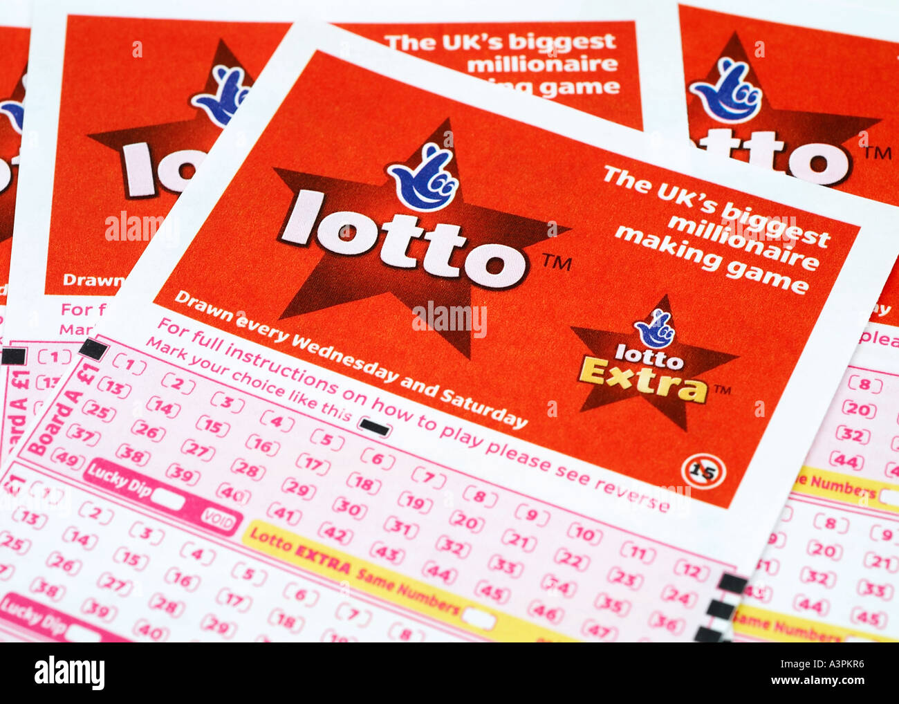 National Lottery play slip  uk Stock Photo