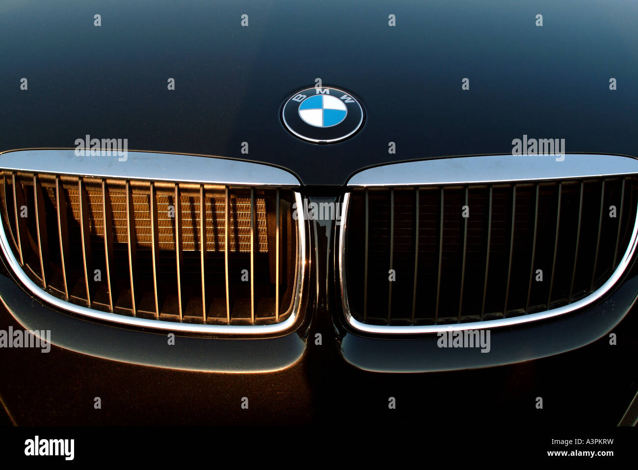 BMW-logo at the hood Stock Photo