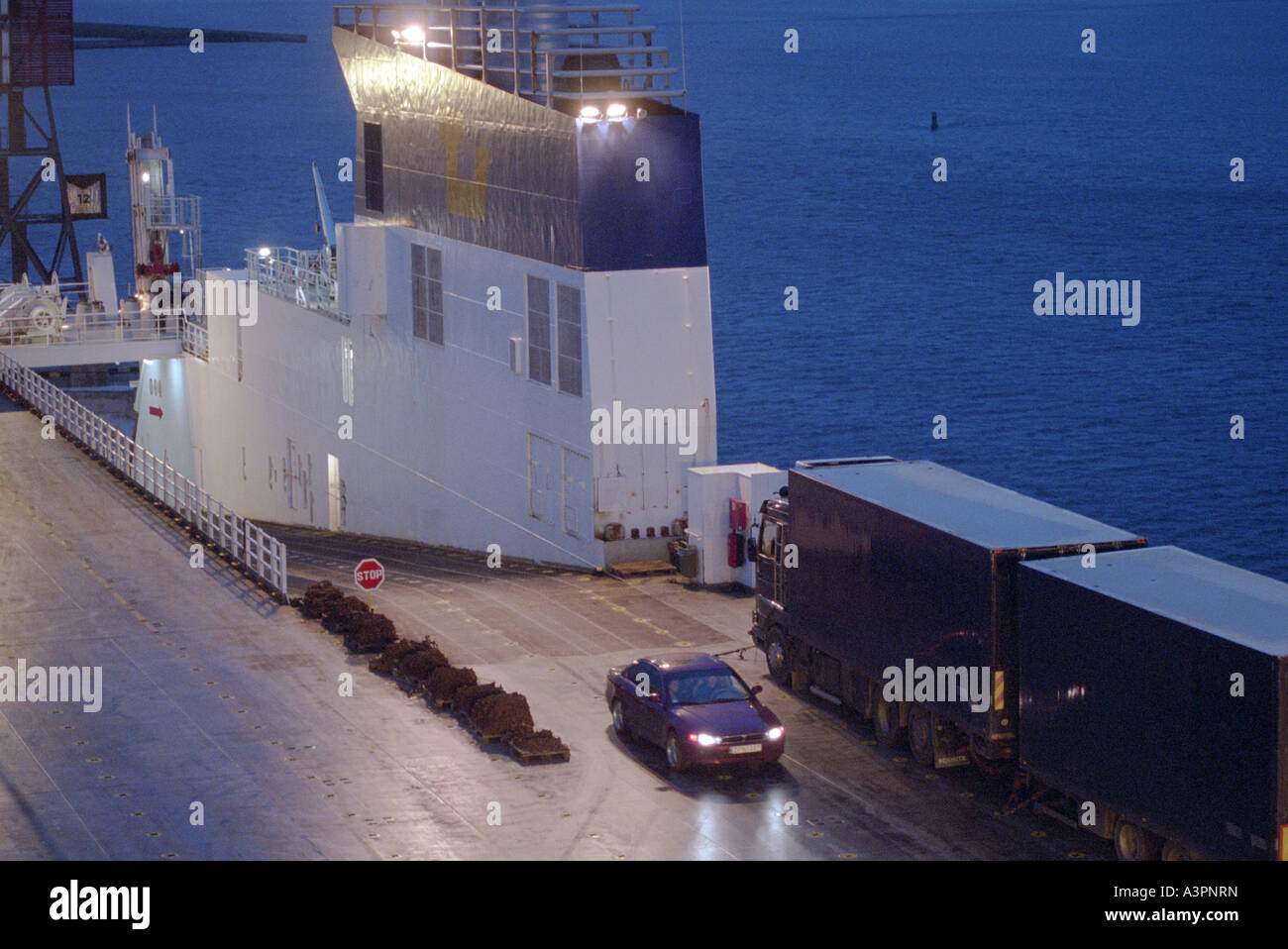 The car deck of a ferry ship, Klaipeda, Lithuania Stock Photo