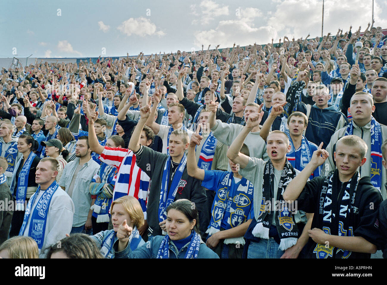 Fans of the Lech Poznan football at a stadium, Poznan, Poland Stock Photo - Alamy