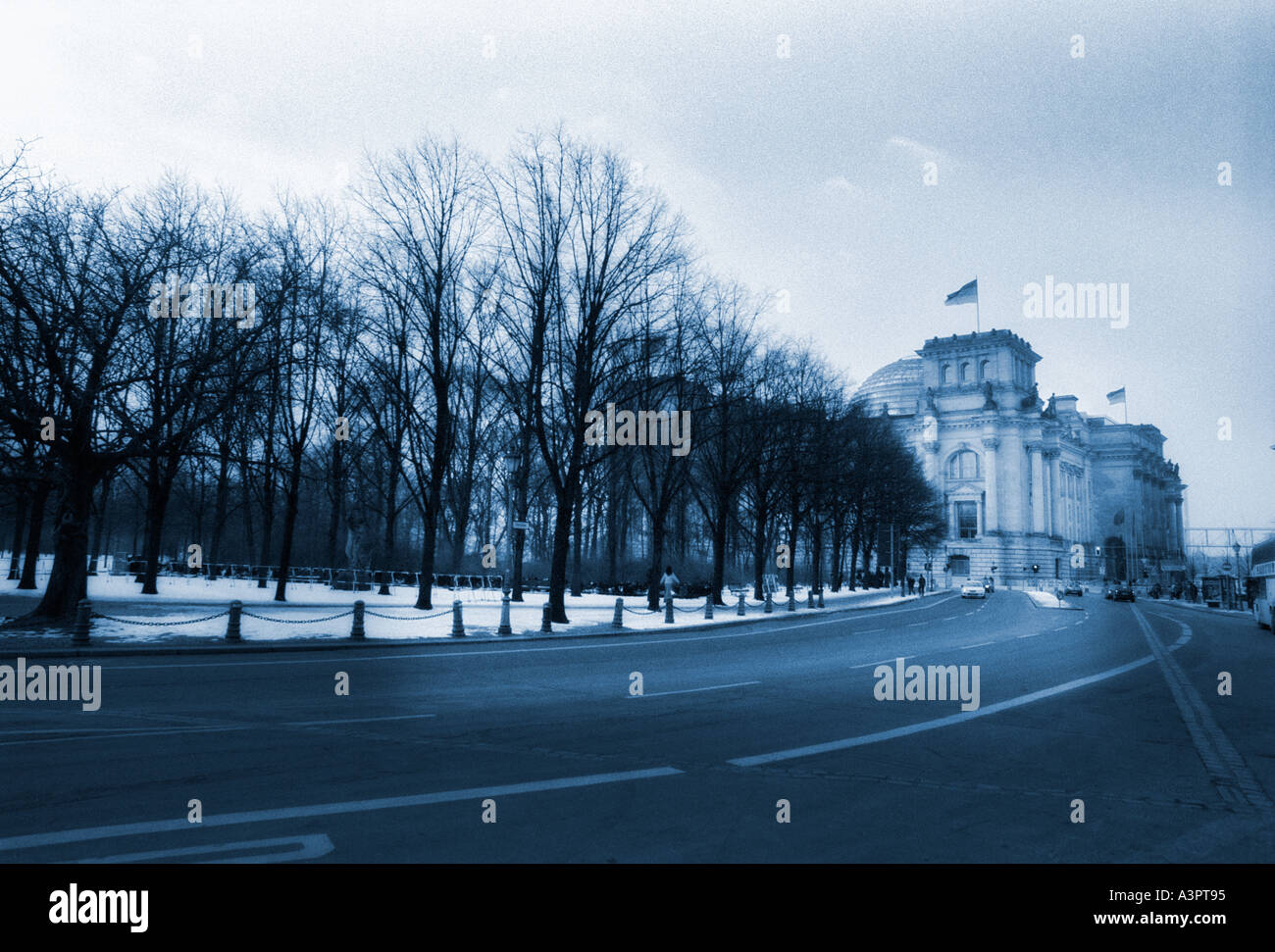 Road leading to The Reichstag Building Berlin Germany Stock Photo