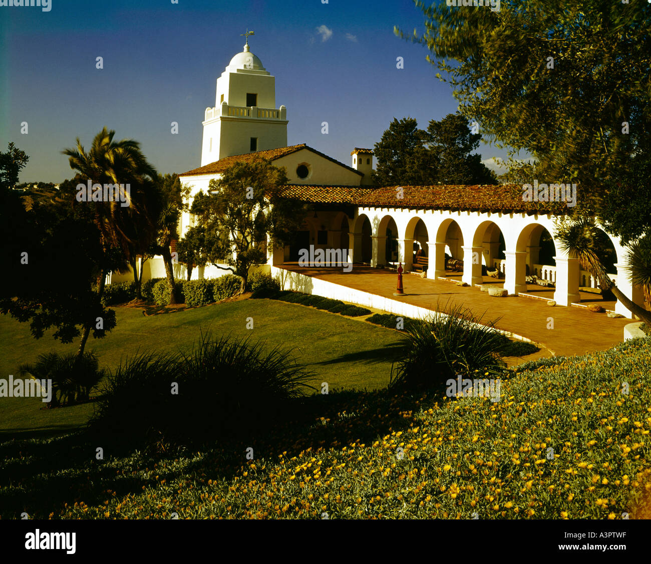 Junipero Serra Museum in San Diego in California reflects early California architecture Stock Photo
