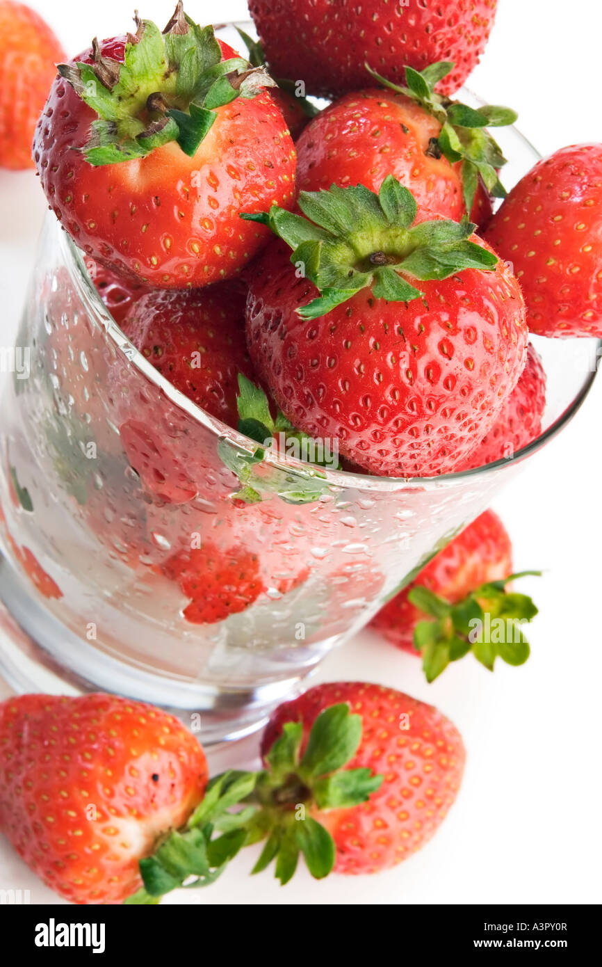 Glass of strawberries Stock Photo - Alamy