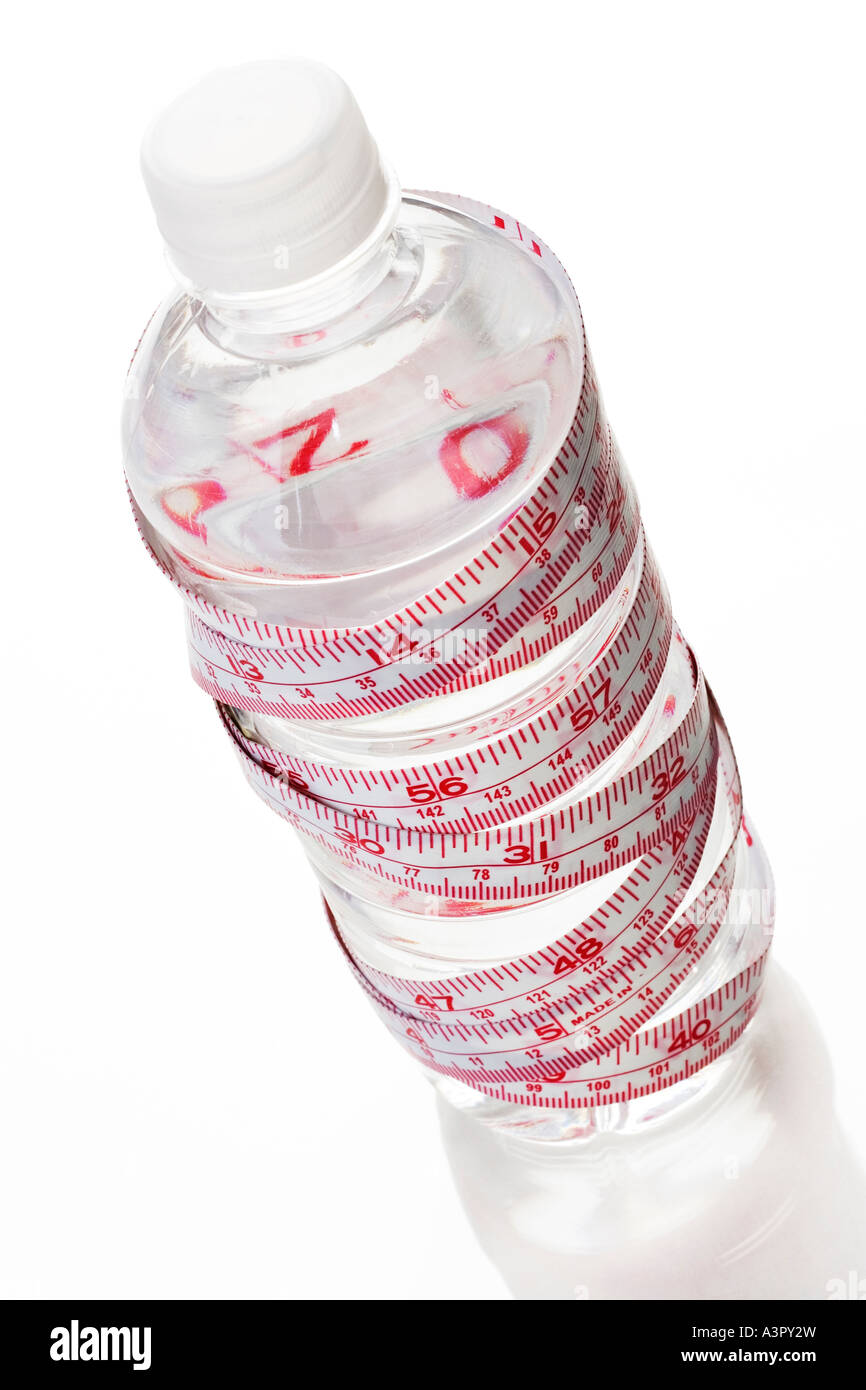 Water bottle and tape measure Stock Photo Alamy