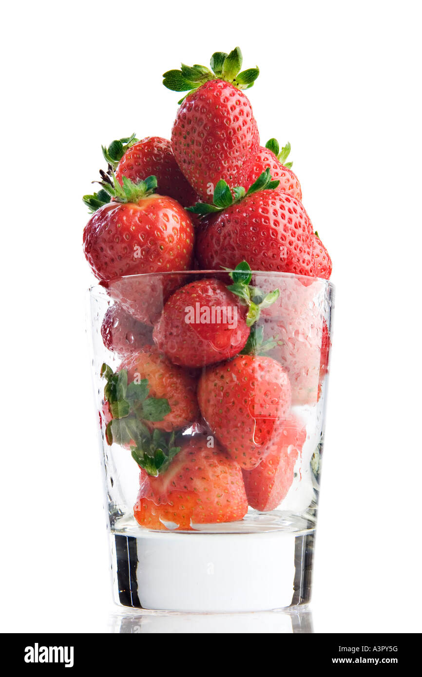 Glass of strawberries Stock Photo - Alamy