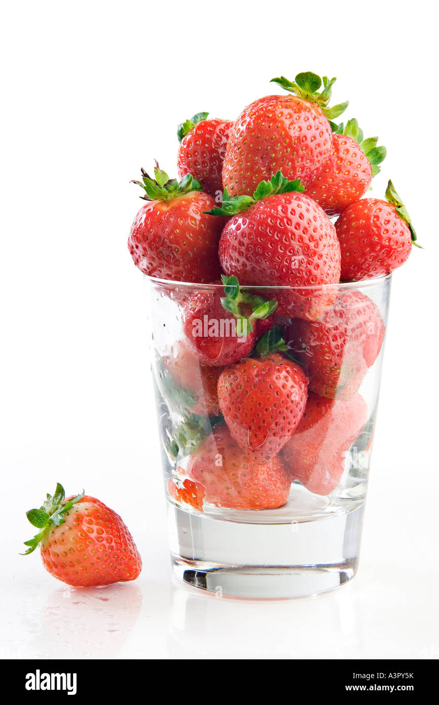 Glass of strawberries Stock Photo - Alamy