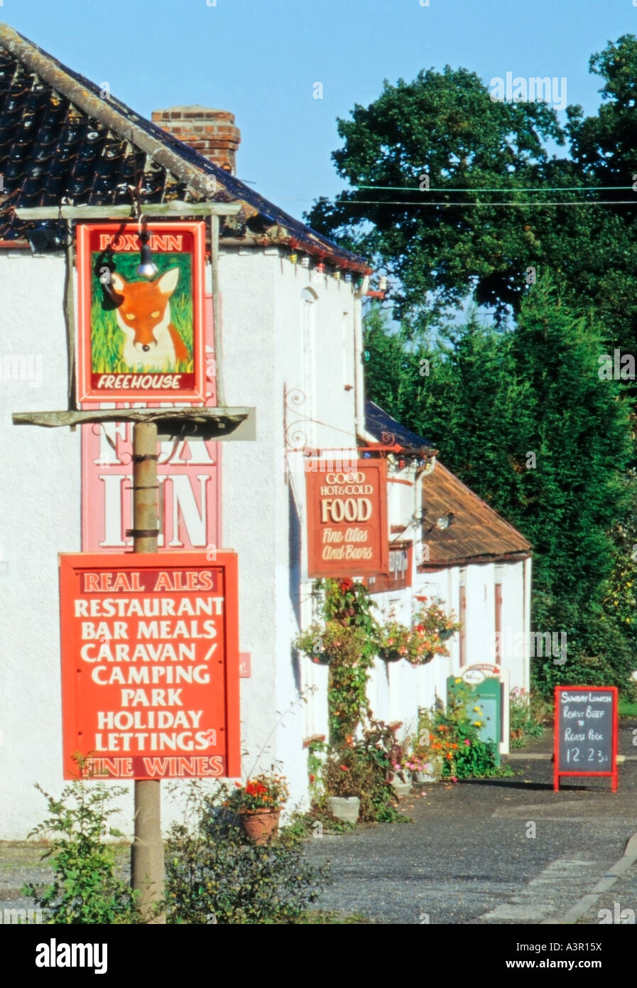 Typical Country Pub Sign Scene Suffolk England Great Britain Stock Photo