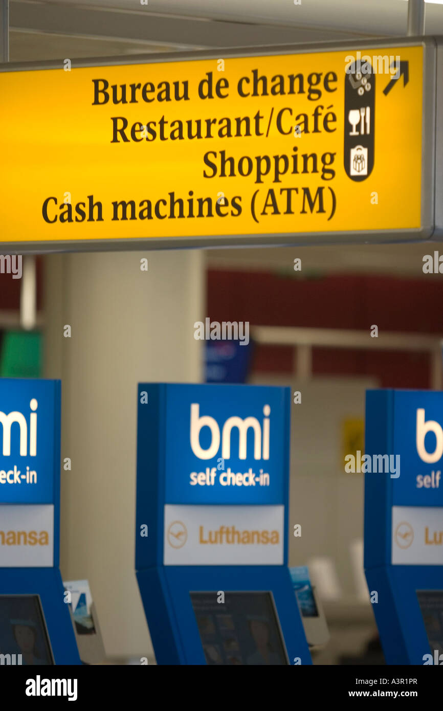Bmi Self Check In And Signage In Edinburgh Airport Scotland Stock