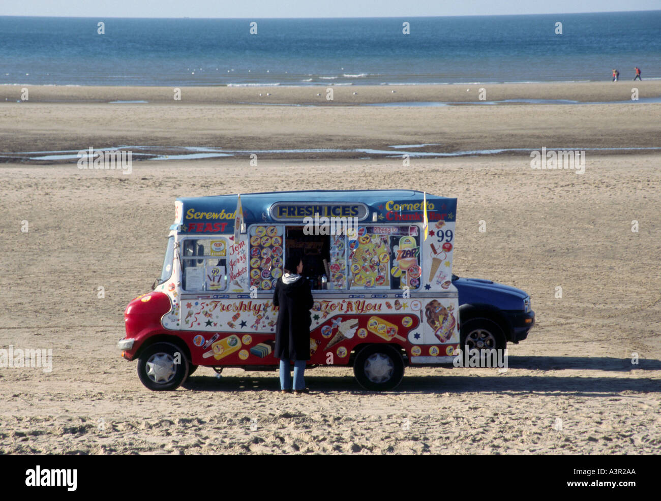Ice cream van on the beach at Blackpool Stock Photo Alamy