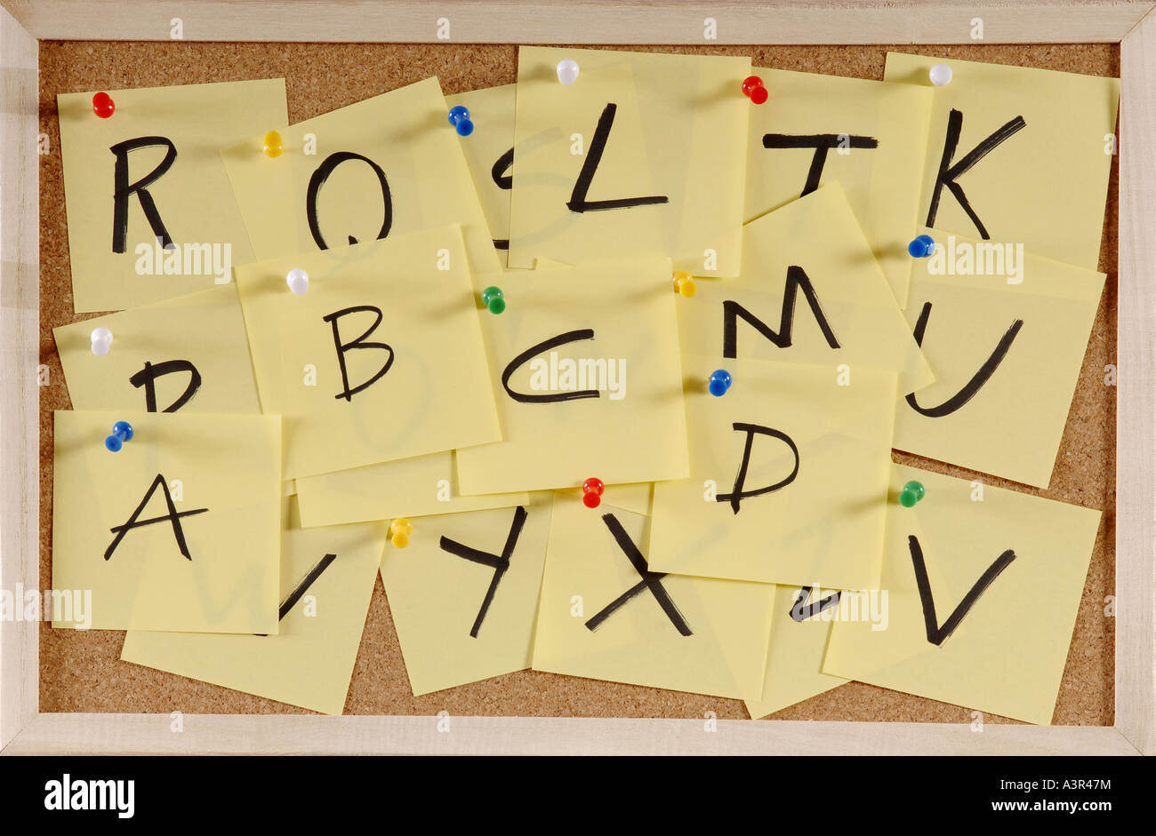 message cork board with post it Stock Photo Alamy