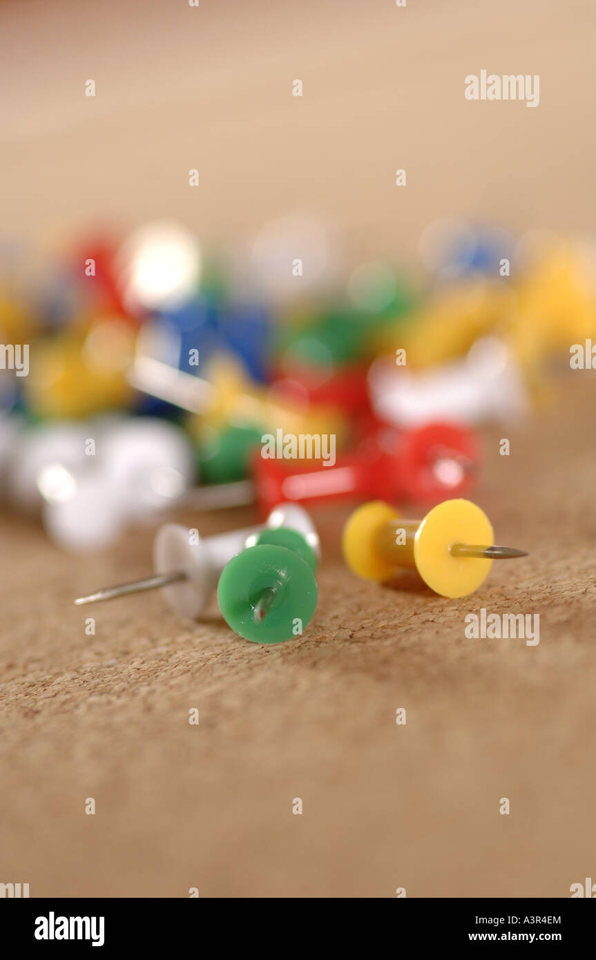 pins in a message cork board Stock Photo Alamy
