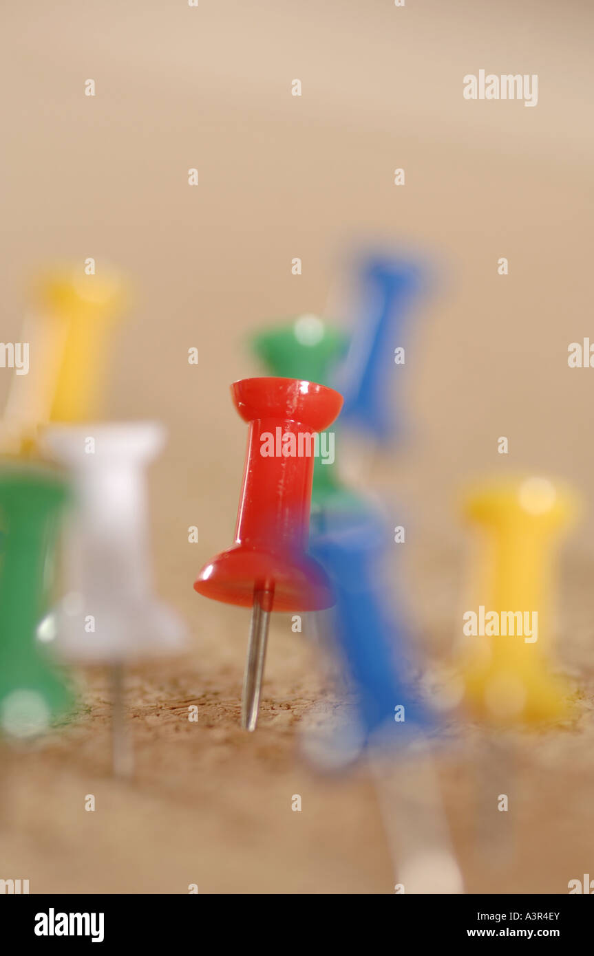 pins on a message cork board Stock Photo Alamy