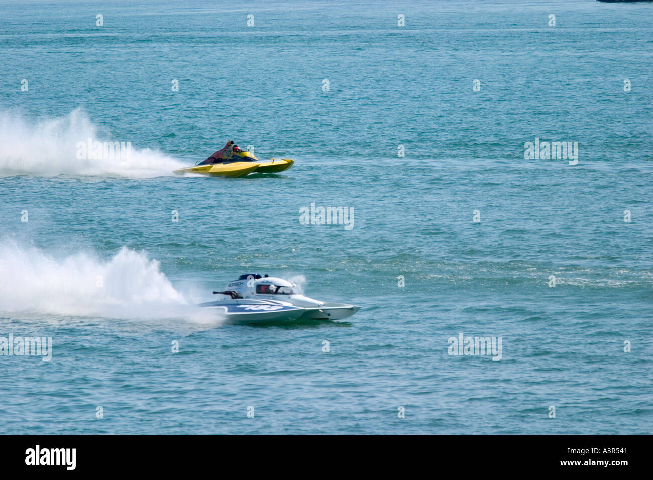 Hydroplane race in the harbor of buffalo New York Stock Photo