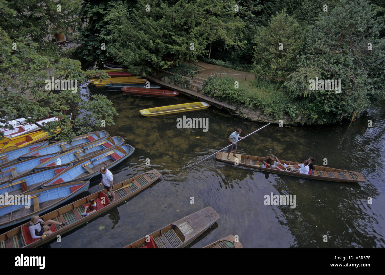 punts on the River Cherwell by Magdalen Bridge Oxford England UK Stock Photo