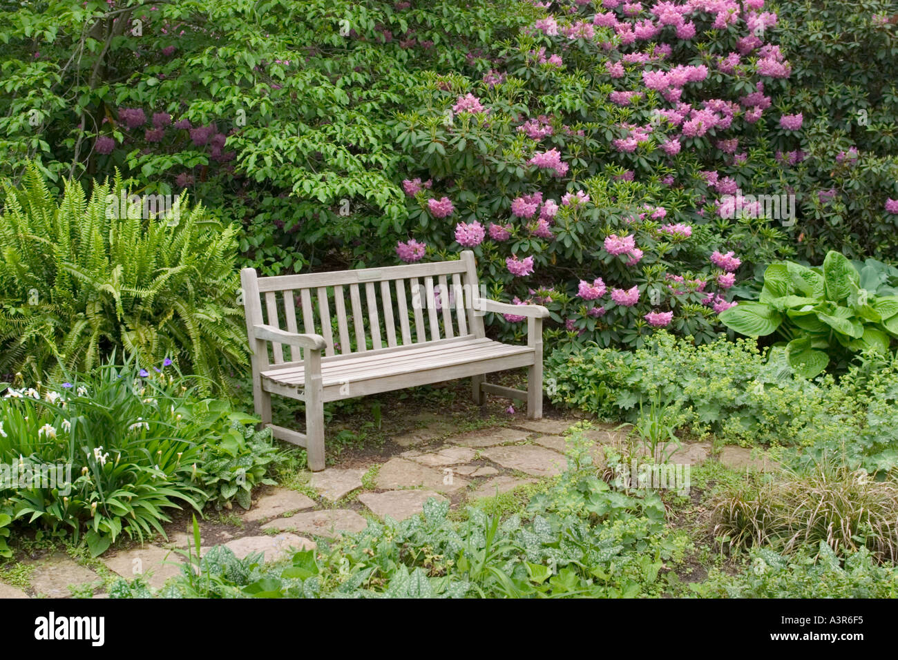 Bench At Inniswood Metro Gardens Columbus Ohio Stock Photo