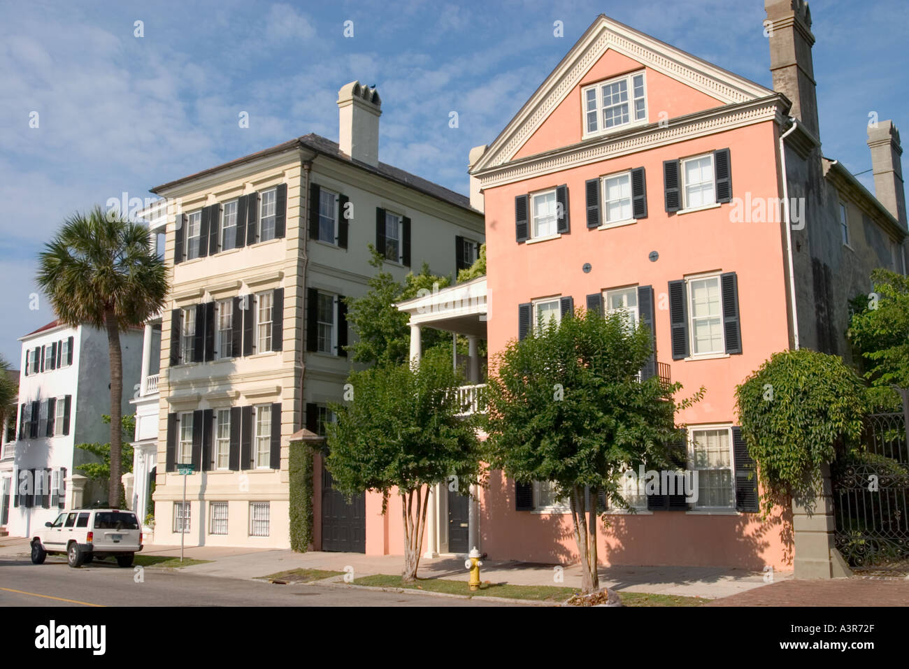 Antebellum houses on East Bay Street Charleston South Carolina Stock