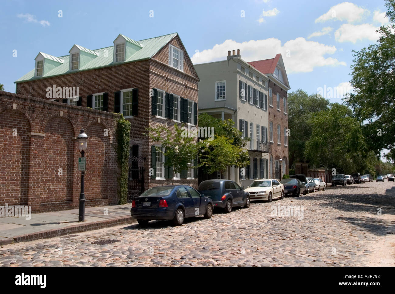 Cobblestone street Chalmers Street Charleston South Carolina Stock