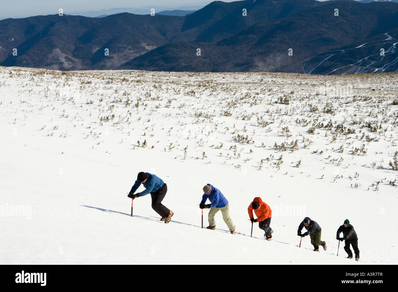 A mountaineering class on Mount Washington in the White Mountains of