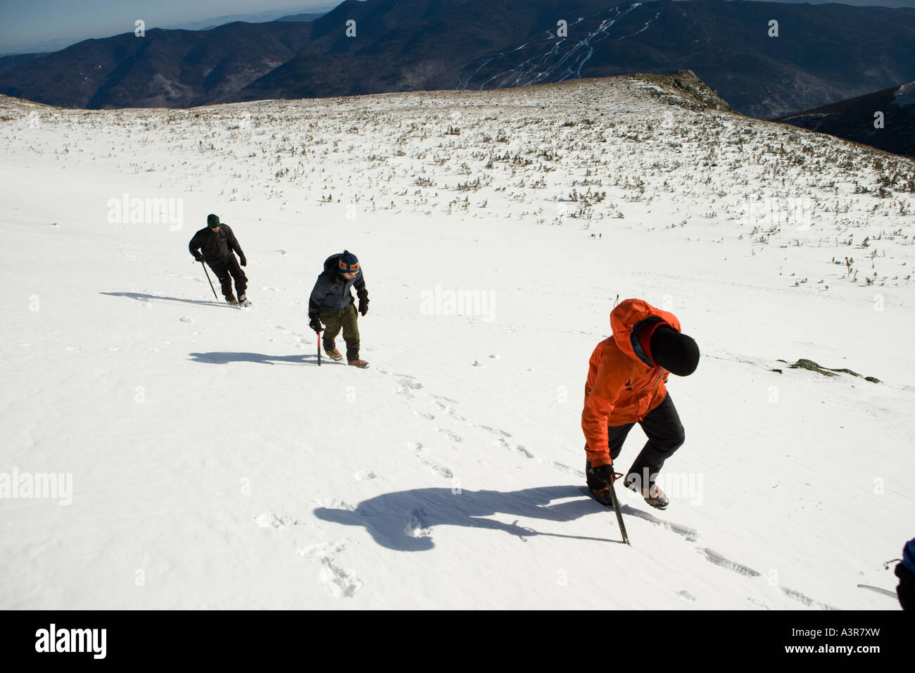 A mountaineering class on Mount Washington in the White Mountains of