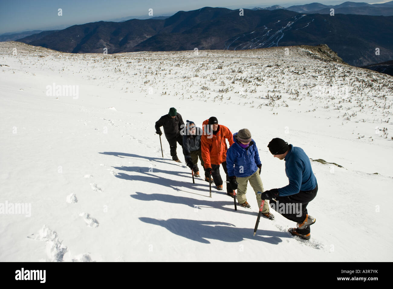 A mountaineering class on Mount Washington in the White Mountains of