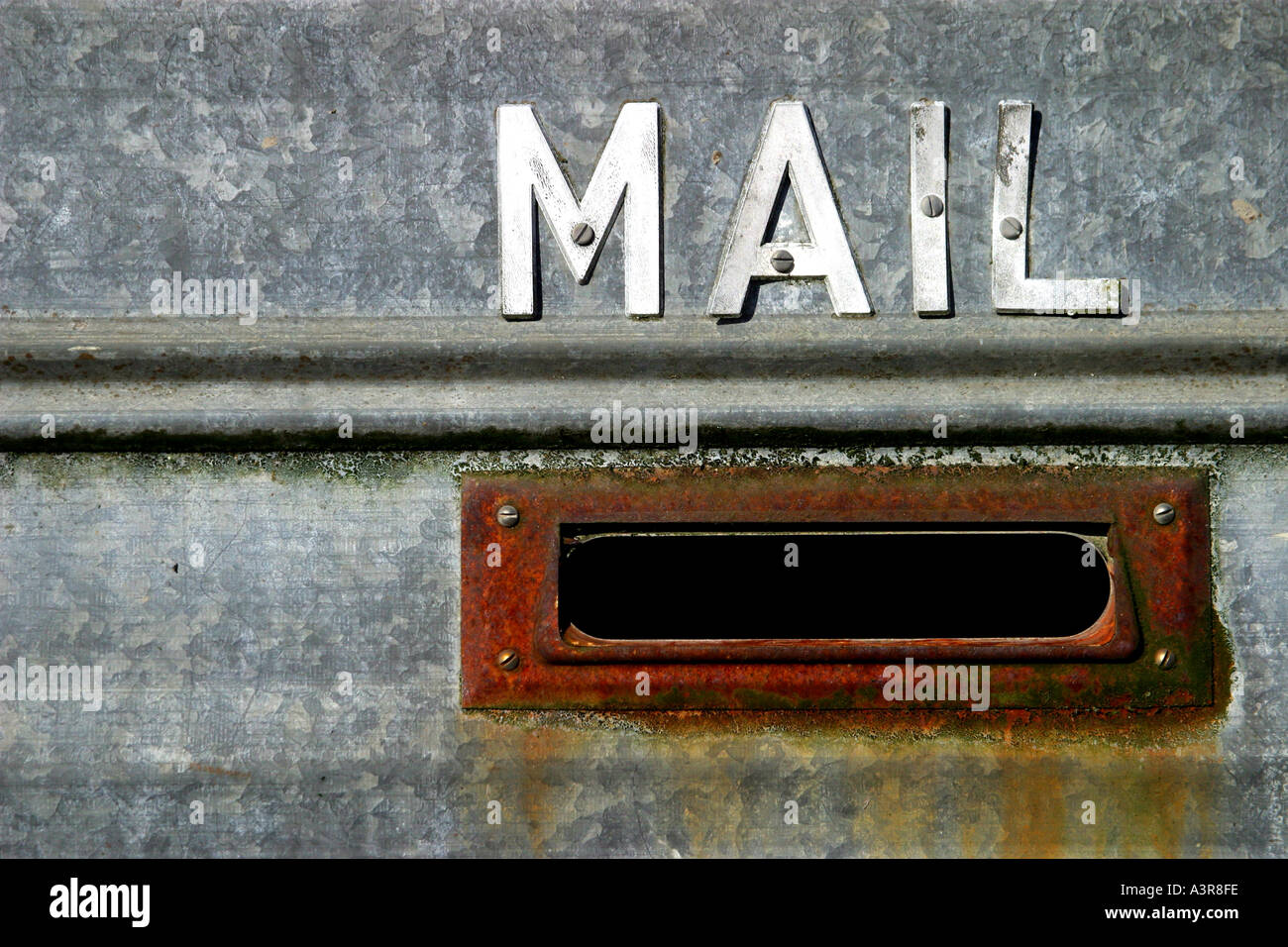 Mail slot in a corrugated metal door Stock Photo - Alamy