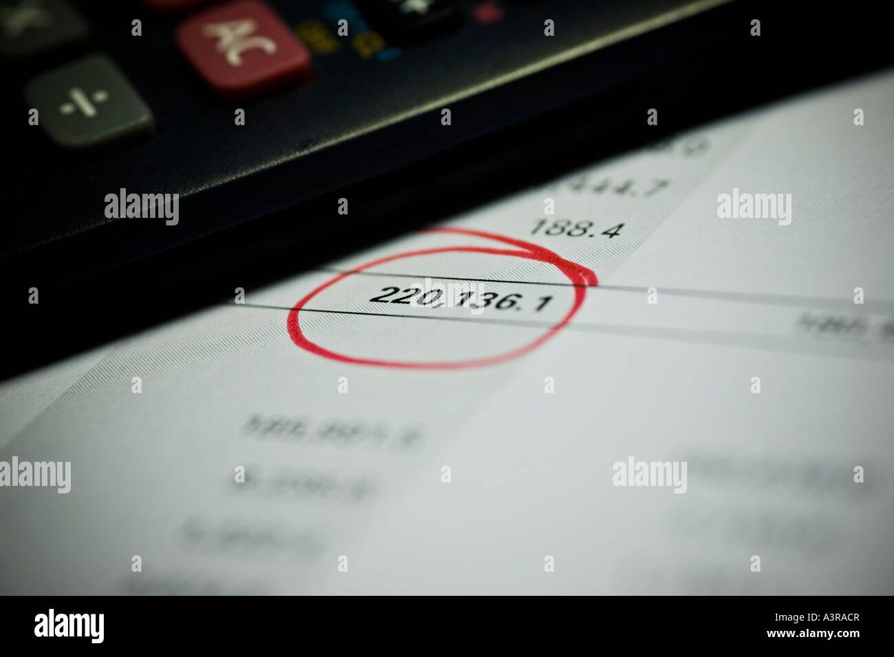 Balance sheet and calculator Stock Photo Alamy