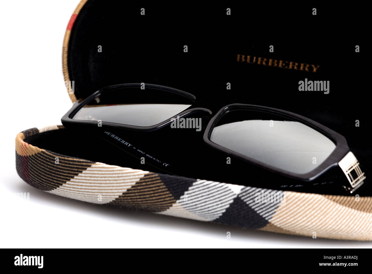 Burberry sunglasses in case Stock Photo